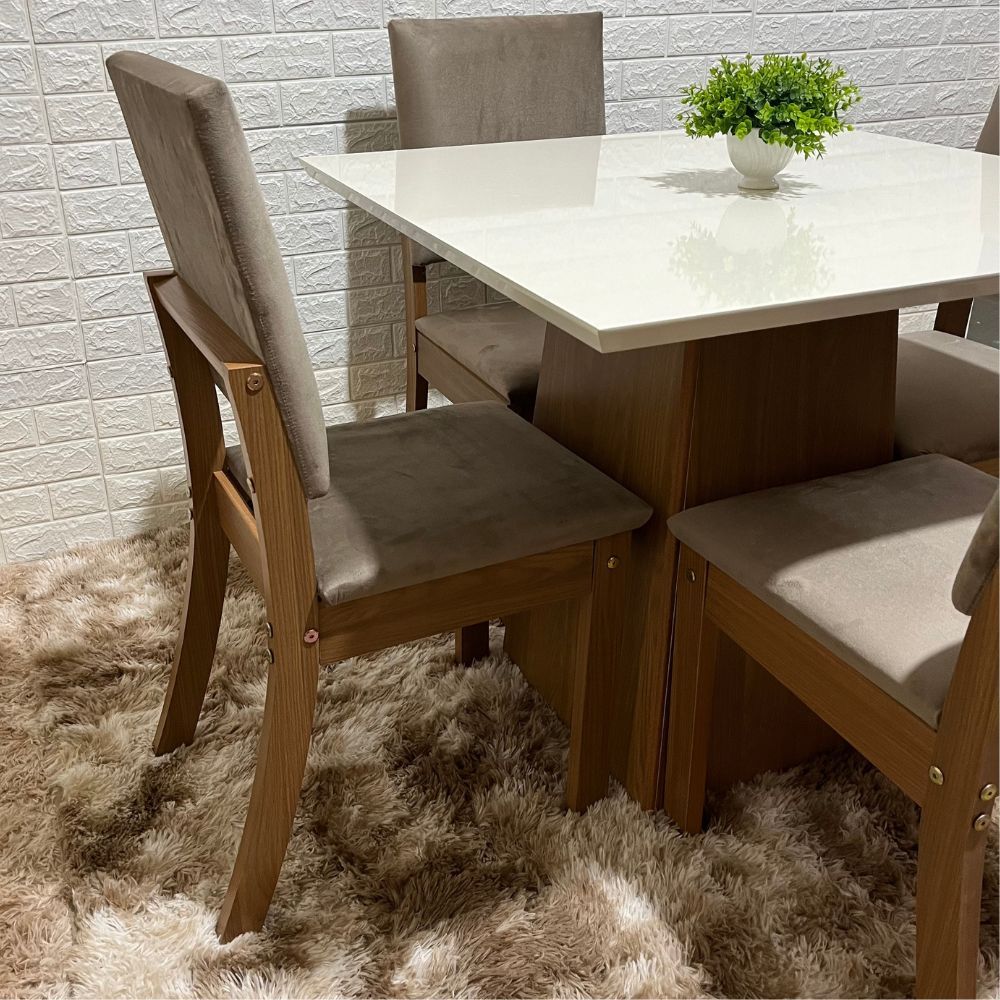 conjunto 90x90 com 4 cadeiras marrom escuro 4