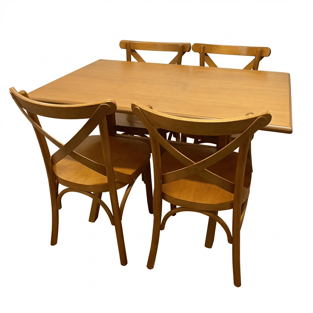 Mesa X 120x80 Com 4 Cadeiras X Madeira Maciça Mel Mesa X 120x80 Com 4 Cadeiras X Madeira Maciça Mel