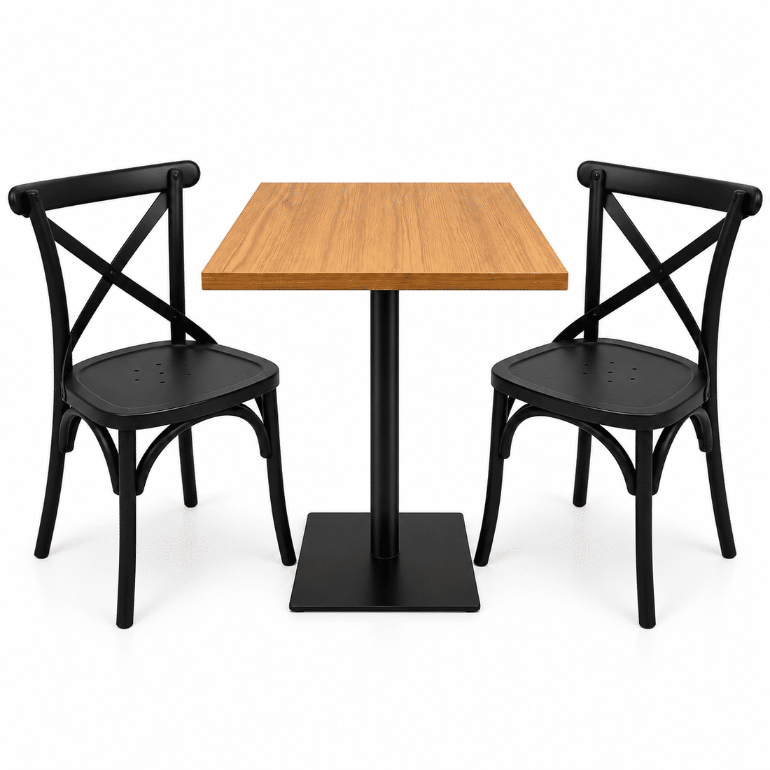 Conjunto Industrial Mesa 70x70 Pé Central com 2 cadeiras X Design Conjunto Industrial Mesa 70x70 Pé Central com 2 cadeiras X Design
