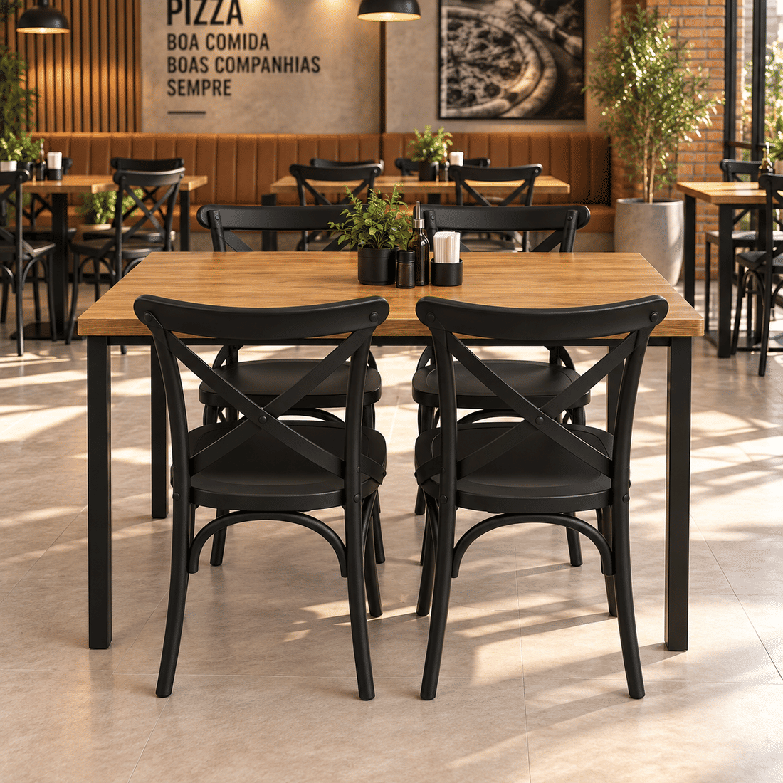 Conjunto Mesa Industrial e 4 cadeiras X Conjunto Mesa Industrial e 4 cadeiras X