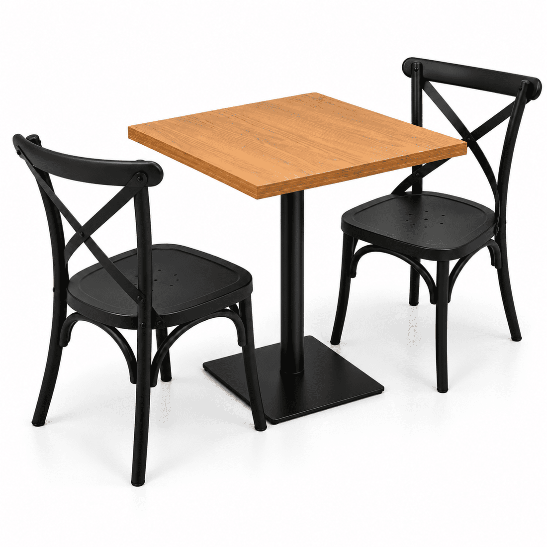 Conjunto Industrial Mesa 70x70 Pé Central com 2 cadeiras X Design Conjunto Industrial Mesa 70x70 Pé Central com 2 cadeiras X Design