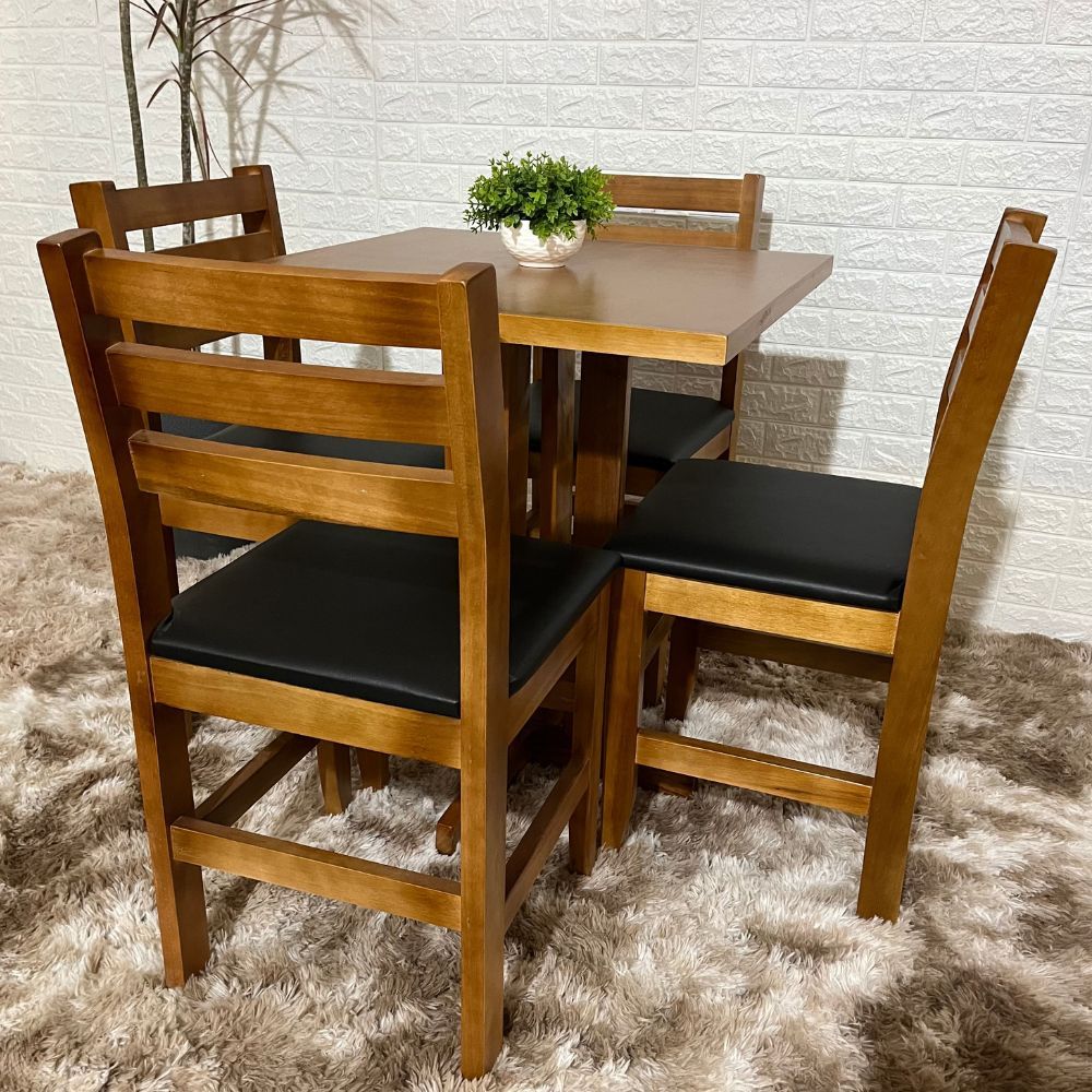 Conjunto Fixo 70x70 Mesa com 4 Cadeiras Estofadas ( MEL )