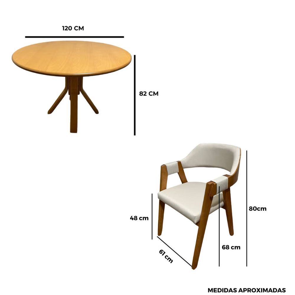 Conjunto Mesa X Redonda 120cm Com 4 Cadeiras de Madeira Maciça Encosto Anatômico Conjunto Mesa X Redonda 120cm Com 4 Cadeiras de Madeira Maciça Encosto Anatômico