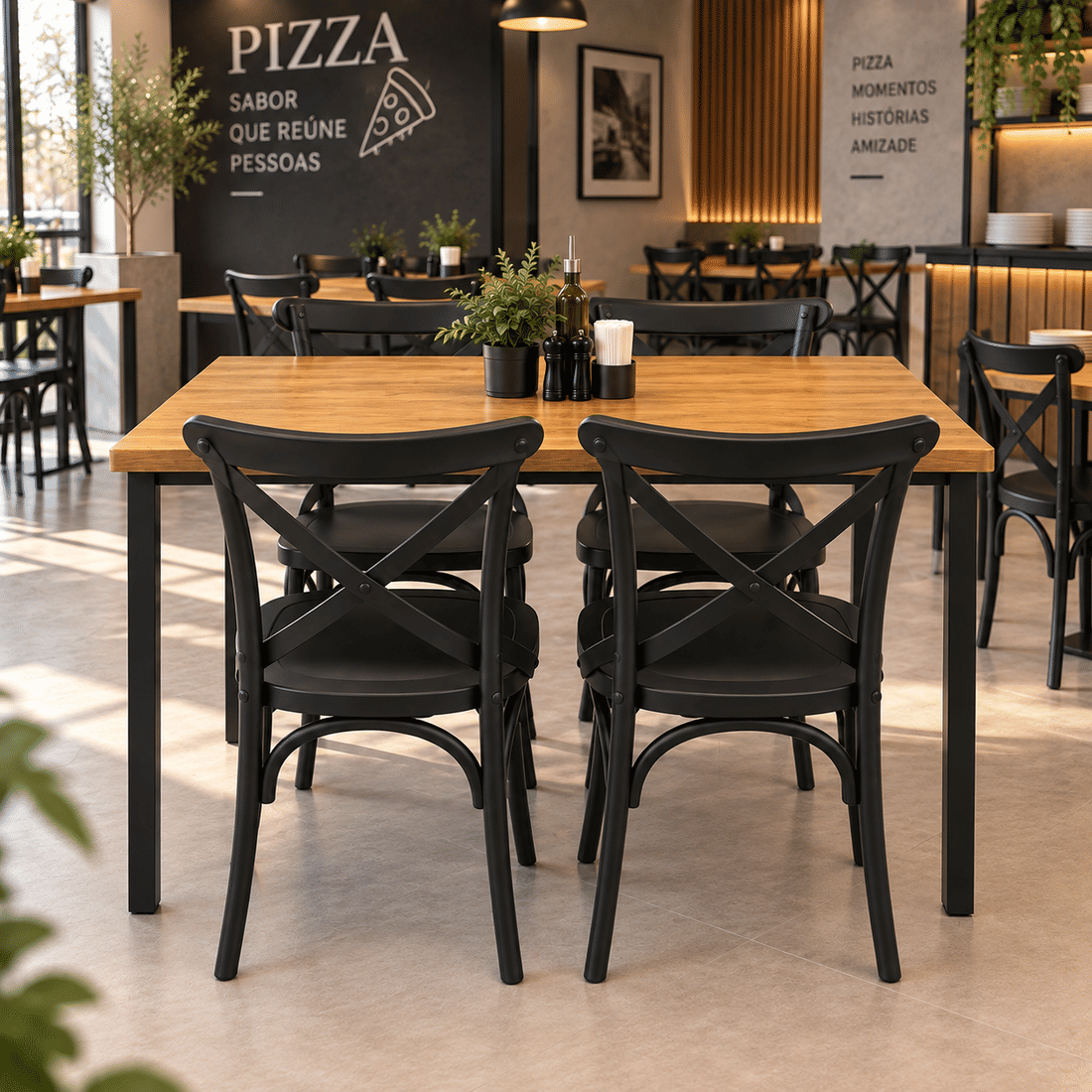 Conjunto Mesa Industrial e 4 cadeiras X Conjunto Mesa Industrial e 4 cadeiras X