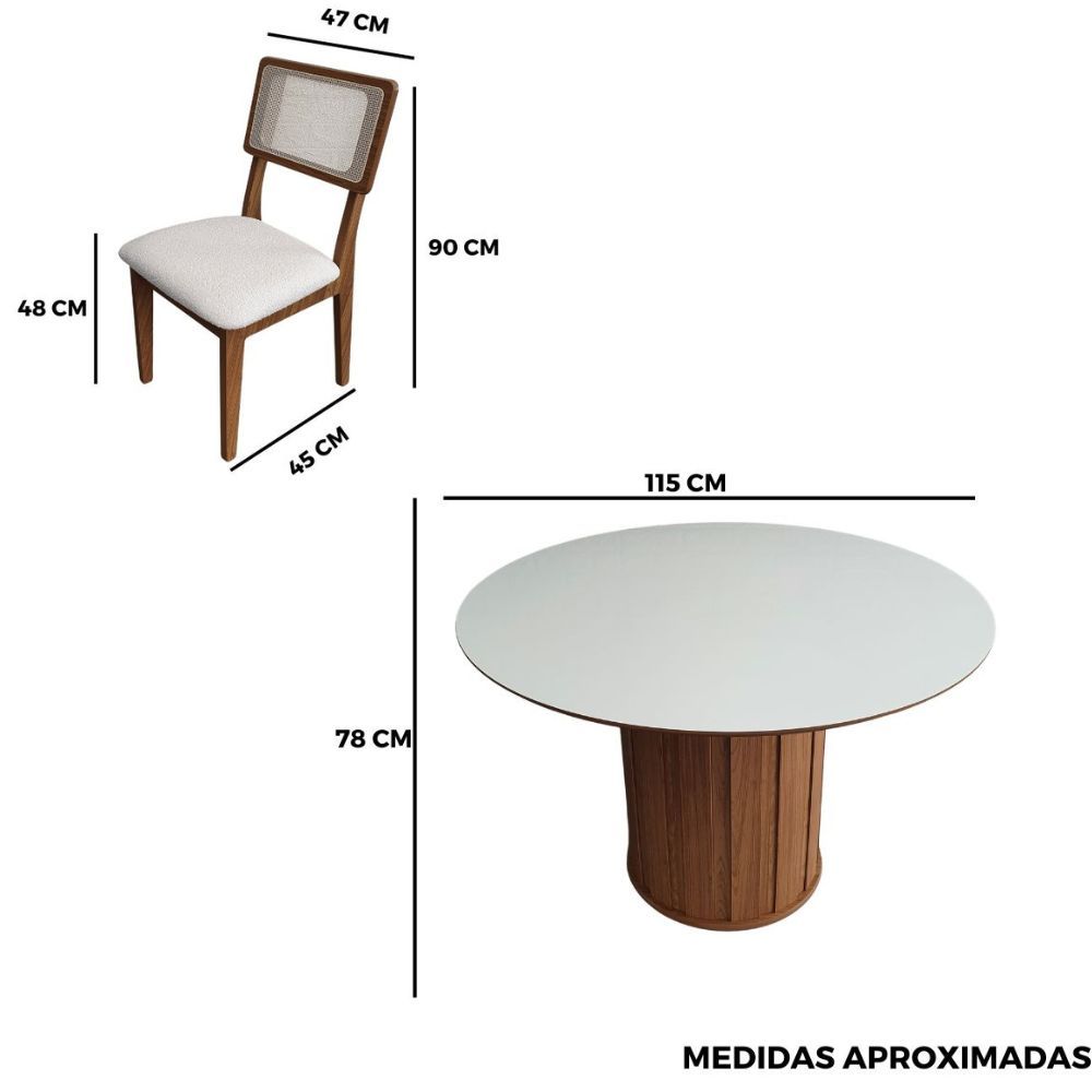 Conjunto Mesa Redonda Maior com 4 Cadeiras de Telinha
