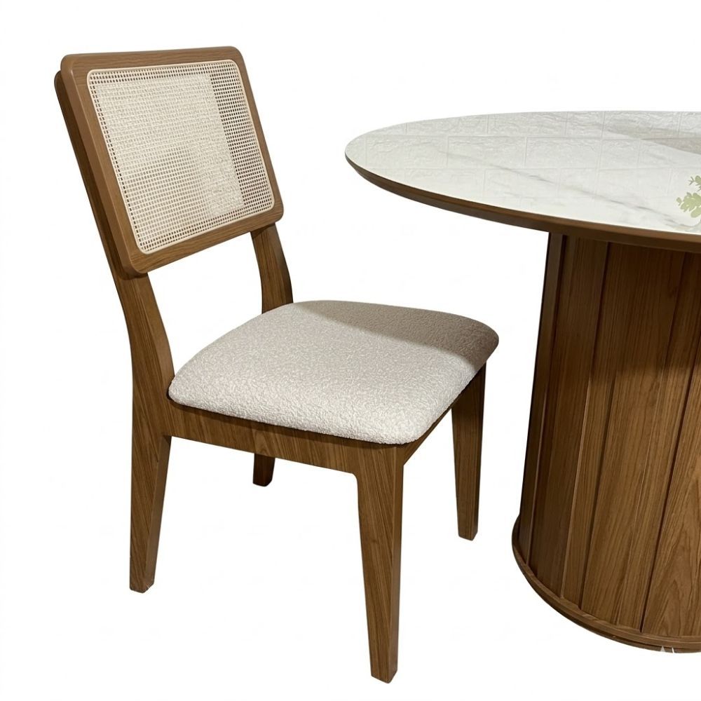 Conjunto Mesa Redonda Maior com 4 Cadeiras de Telinha
