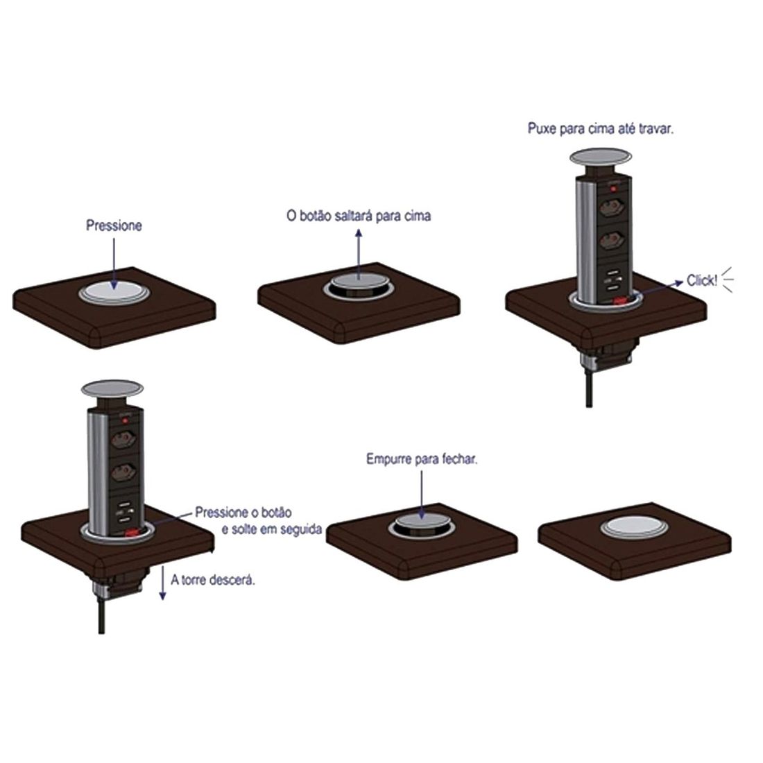 Torre de Tomada Multiplug com 3 tomadas Renna - Prata