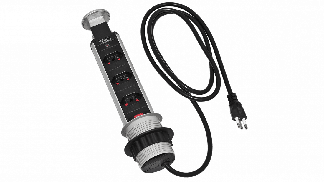 Torre de Tomada Multiplug com 3 tomadas Renna - Prata