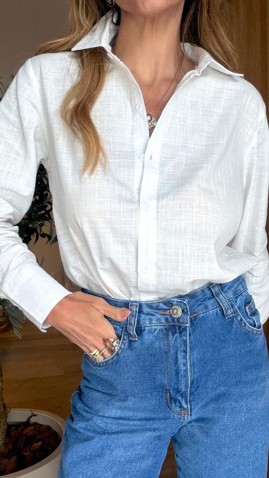 Camisa Linho Resort cor OFF/White Camisa Linho Resort cor OFF/White