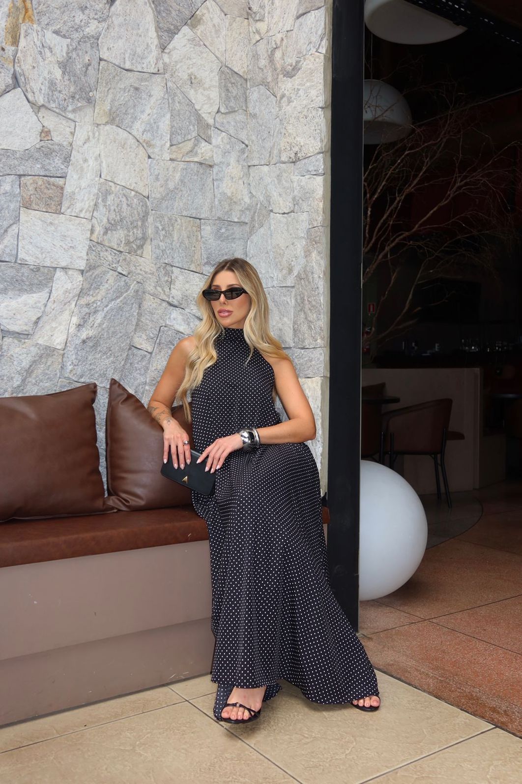 Vestido Poá frente única Vestido Poá frente única