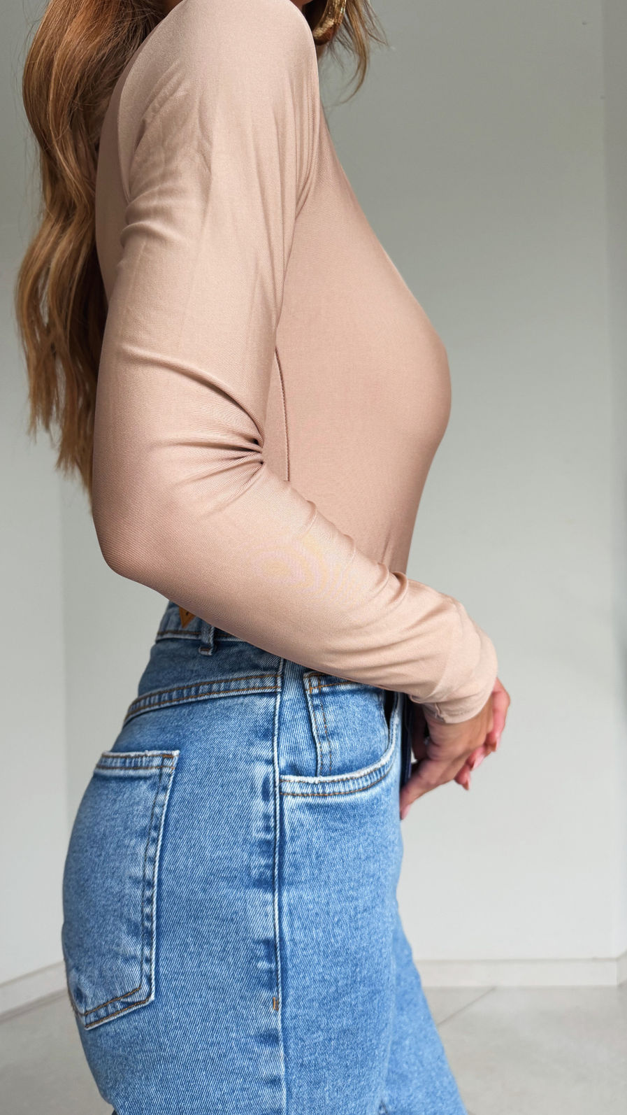 Body Manga Longa Decote Quadrado Suplex Premium cor Nude Body Manga Longa Decote Quadrado Suplex Premium cor Nude