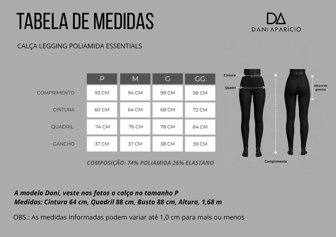 Calça Legging Poliamida Essentials cor Cinza