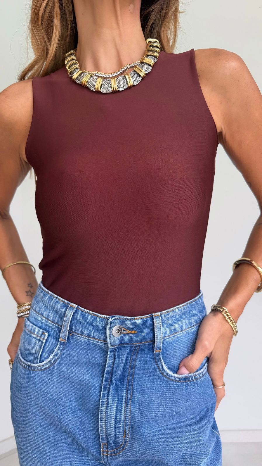 Body Regata em Suplex Premium cor Burgundy