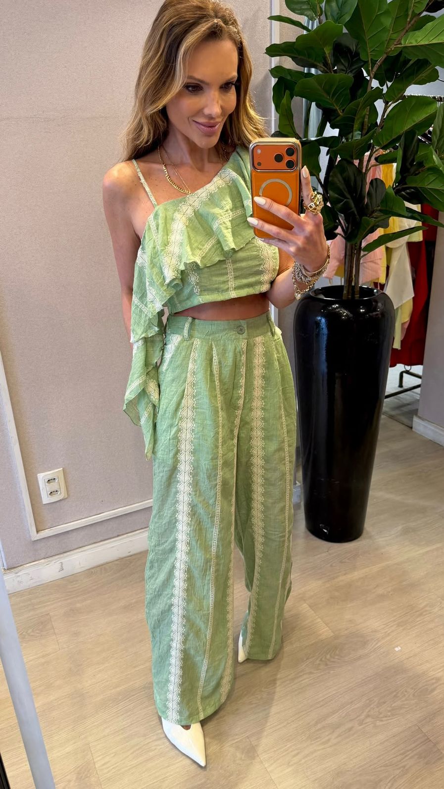 Conjunto Eliz Bordado cor Verde Conjunto Eliz Bordado cor Verde