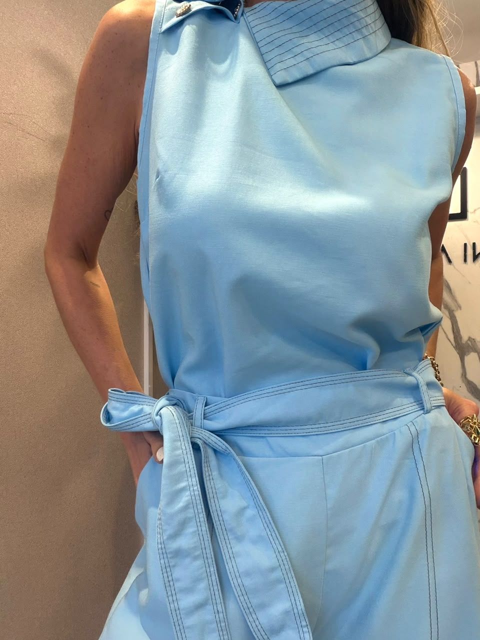 Conjunto Pesponto cor Azul Conjunto Pesponto cor Azul