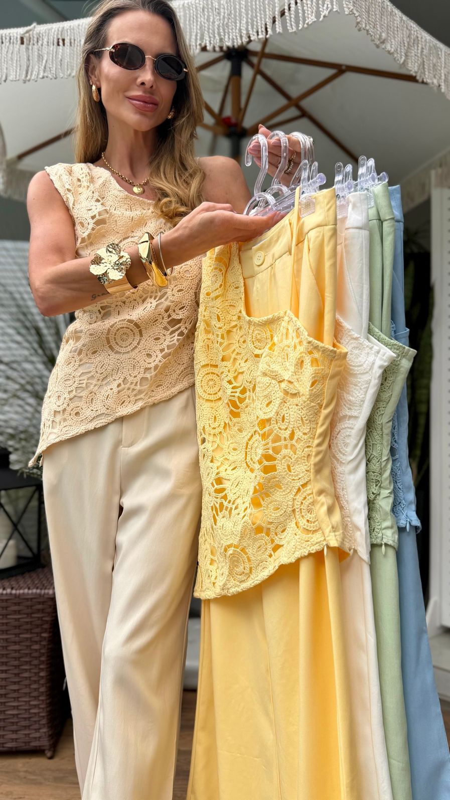 Conjunto Alfaiataria e Crochê Conjunto Alfaiataria e Crochê