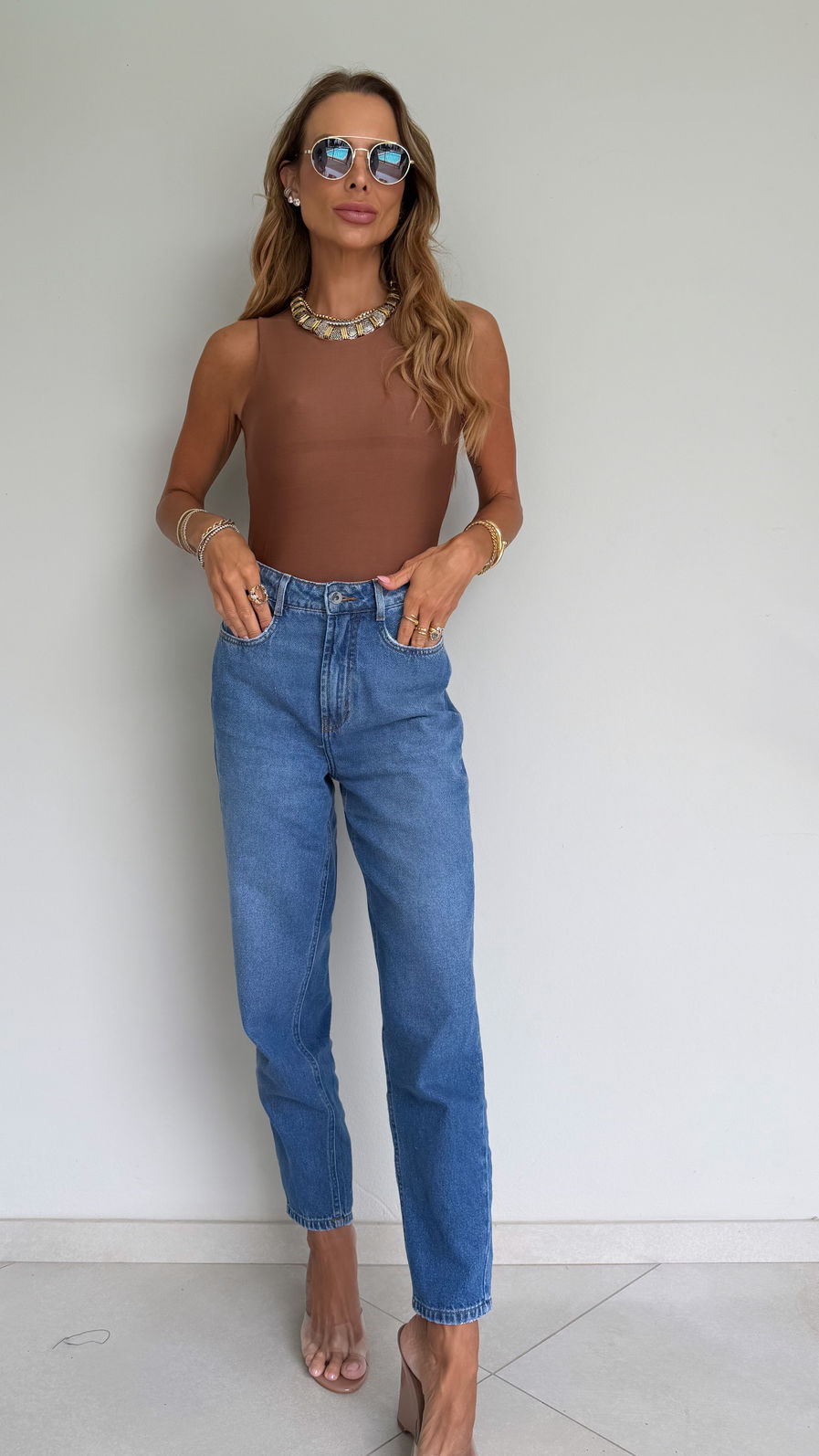 Body Regata em Suplex Premium cor Marrom