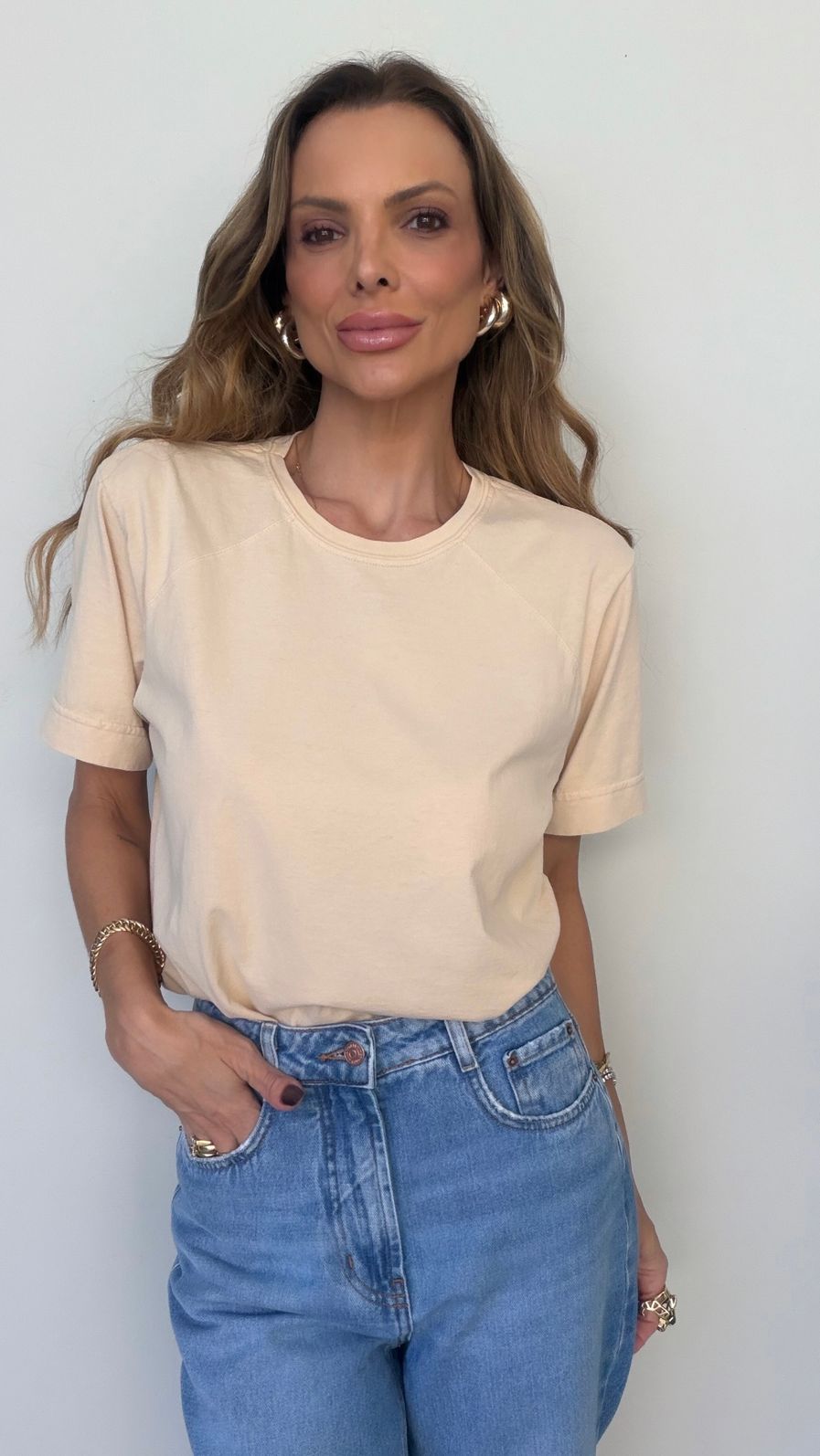 T-SHIRT SIGN ESSENTIAL ALGODÃO COR NUDE