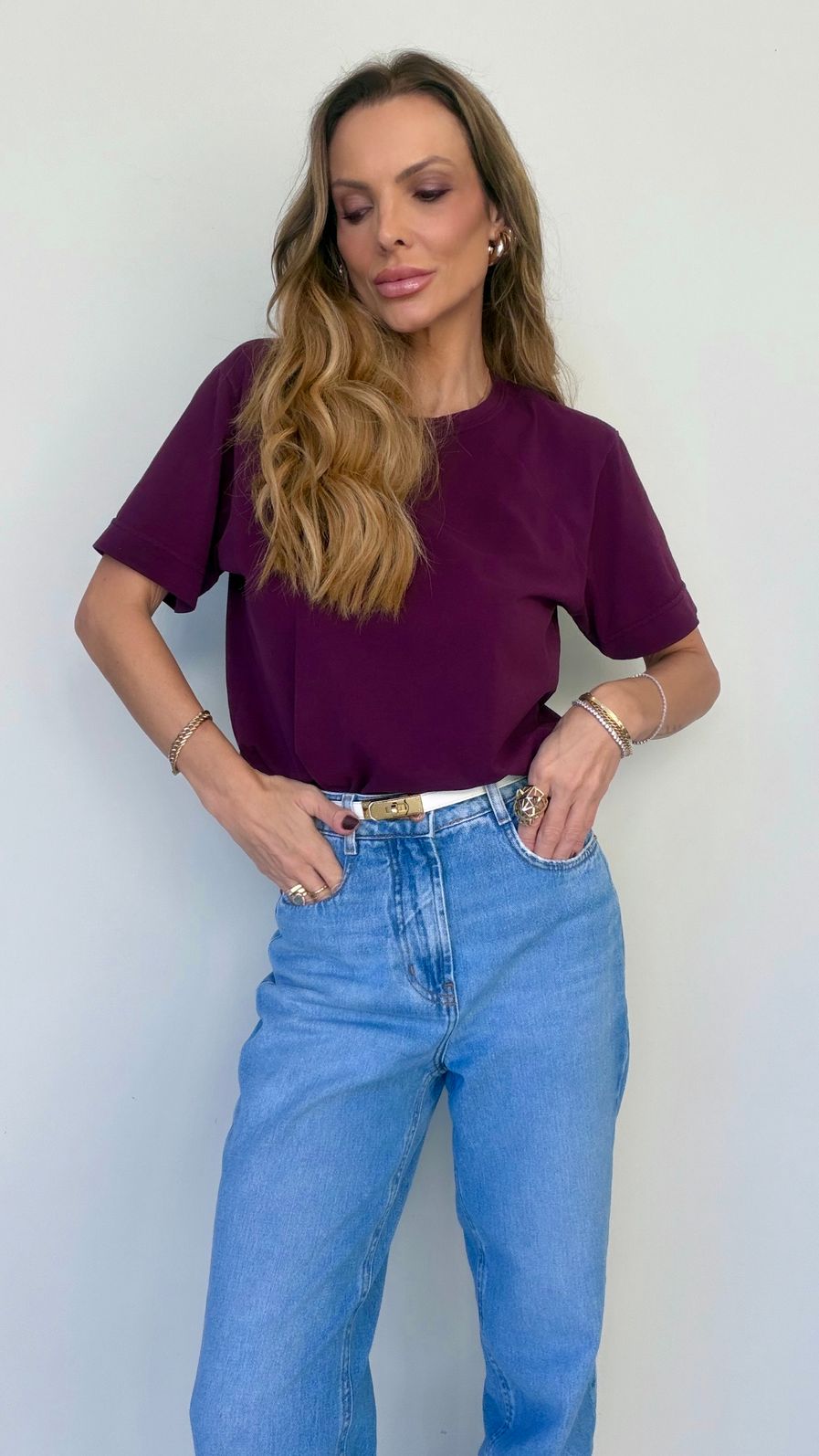 T-SHIRT SIGN ESSENTIAL ALGODÃO COR BURGUNDY