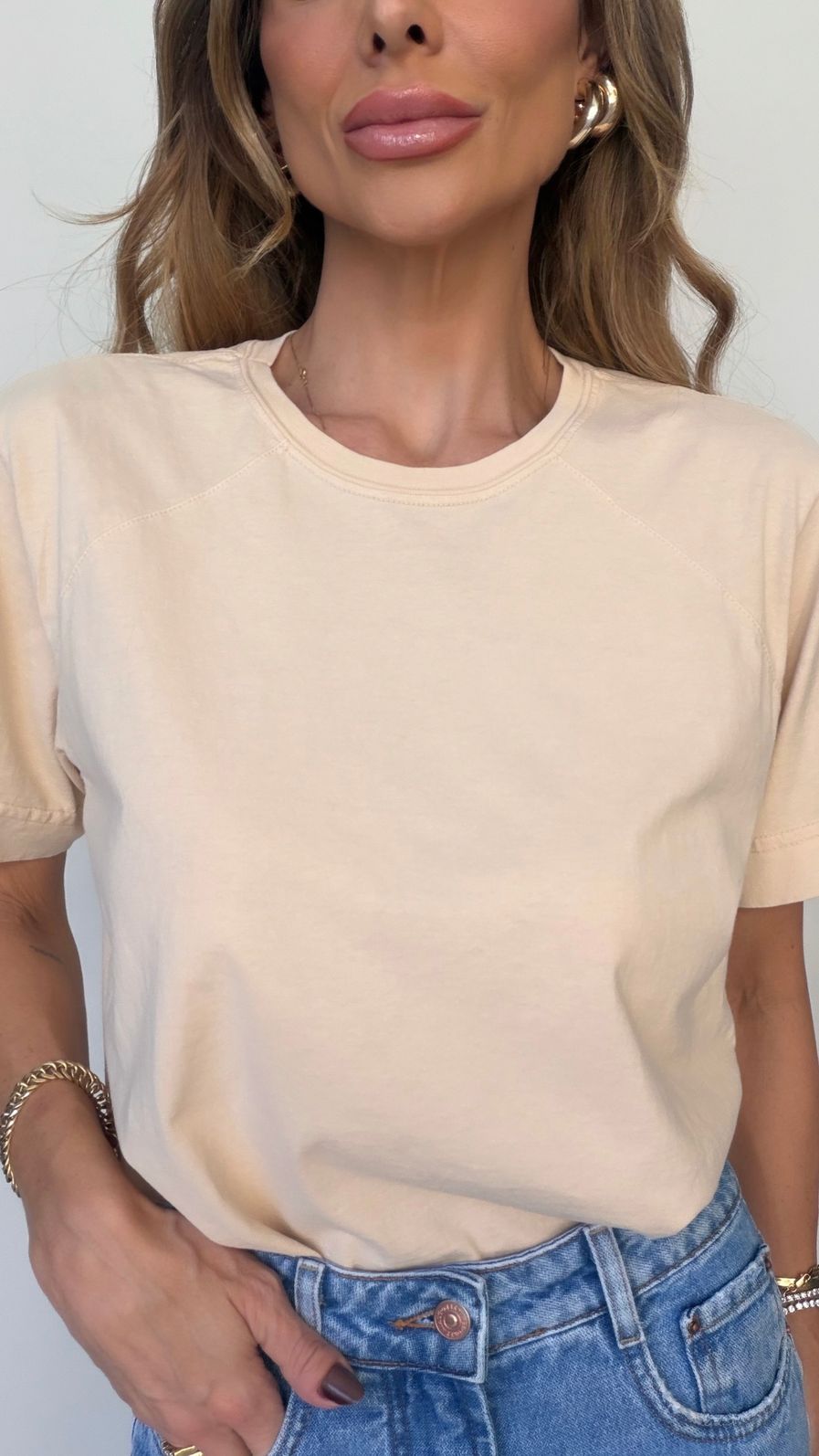 T-SHIRT SIGN ESSENTIAL ALGODÃO COR NUDE