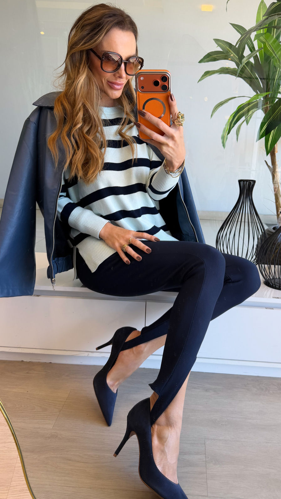 Calça Feminina Legging Fusô com Pezinho cor Marinho