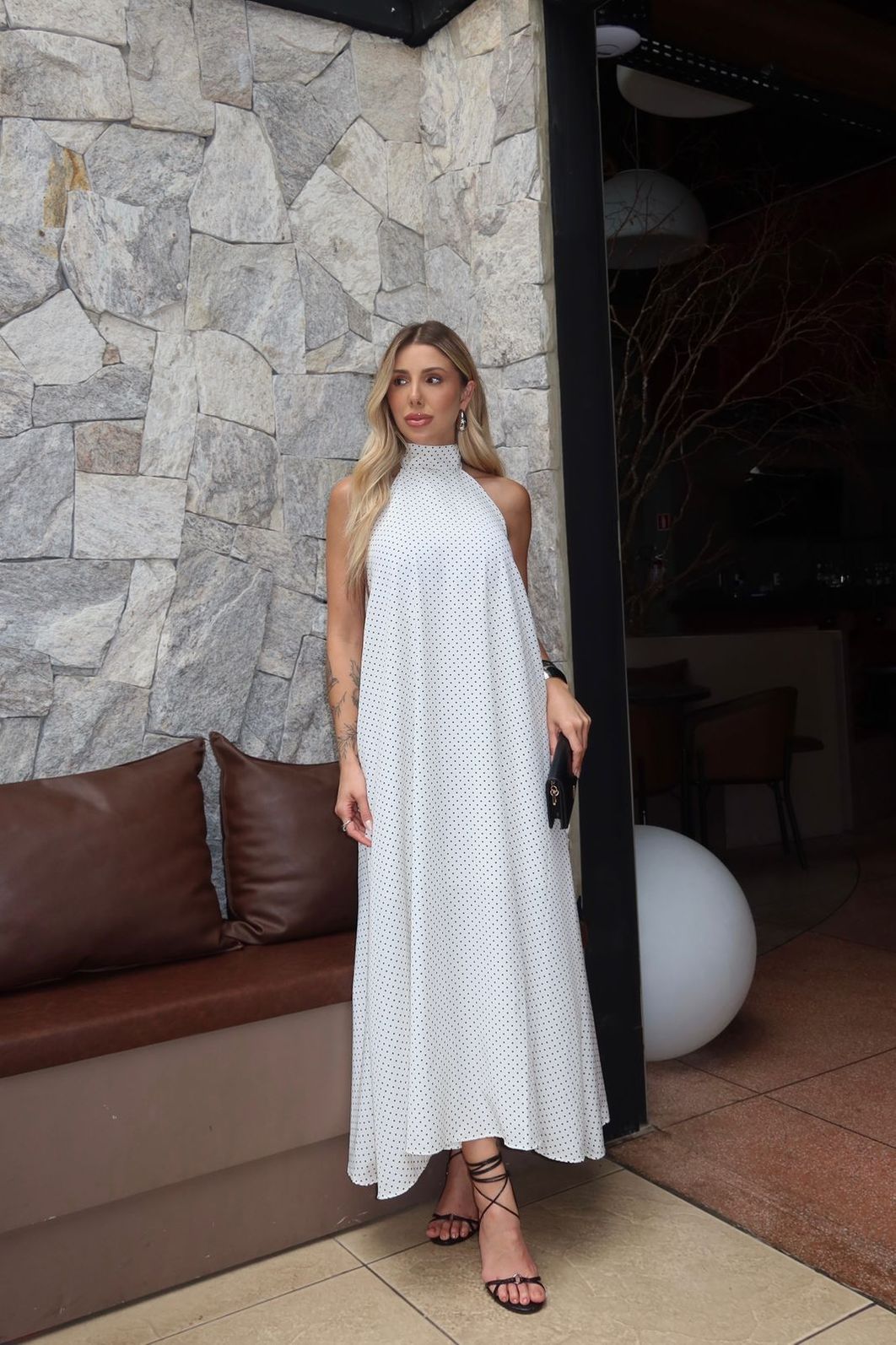 Vestido Poá frente única Branco Vestido Poá frente única Branco