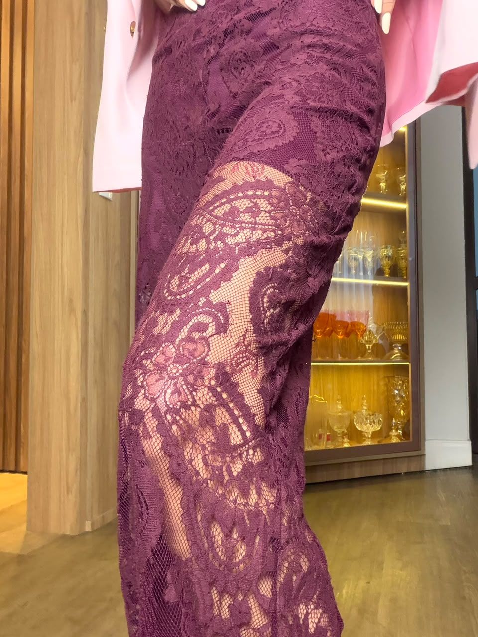 Calça Renda Bordo