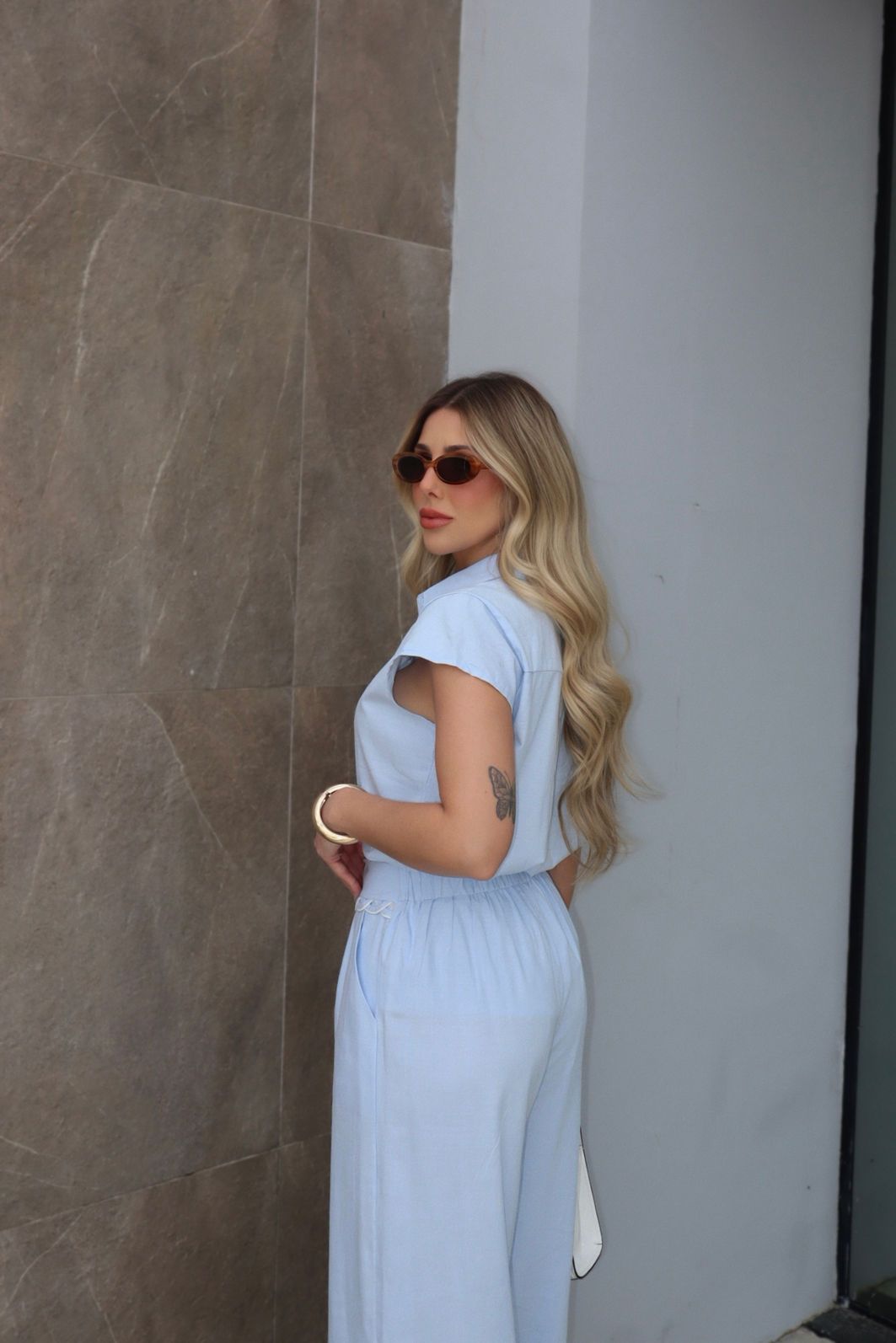 Conjunto Alice Viscolinho cor Azul