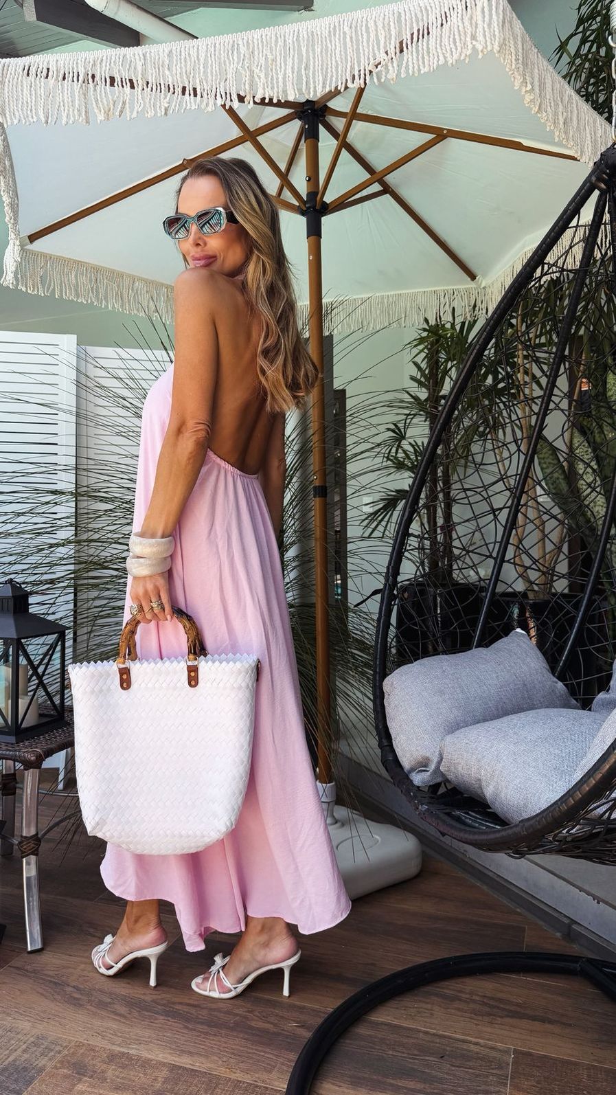 Vestido Longo Crepe Frente Única Rosa