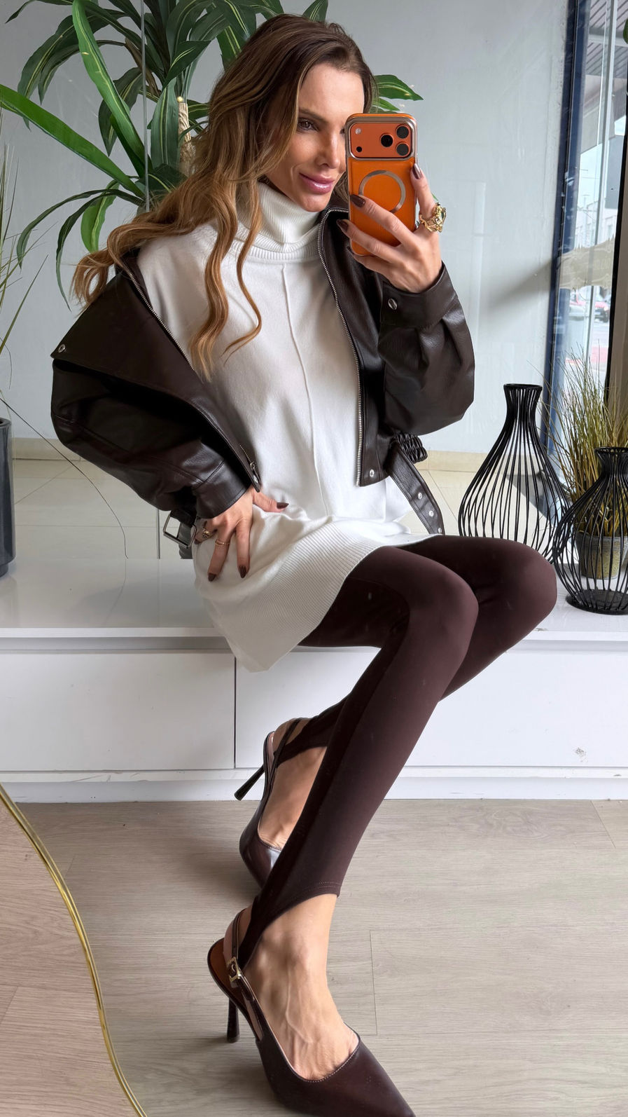 Calça Feminina Legging Fusô com Pezinho cor Marrom Café