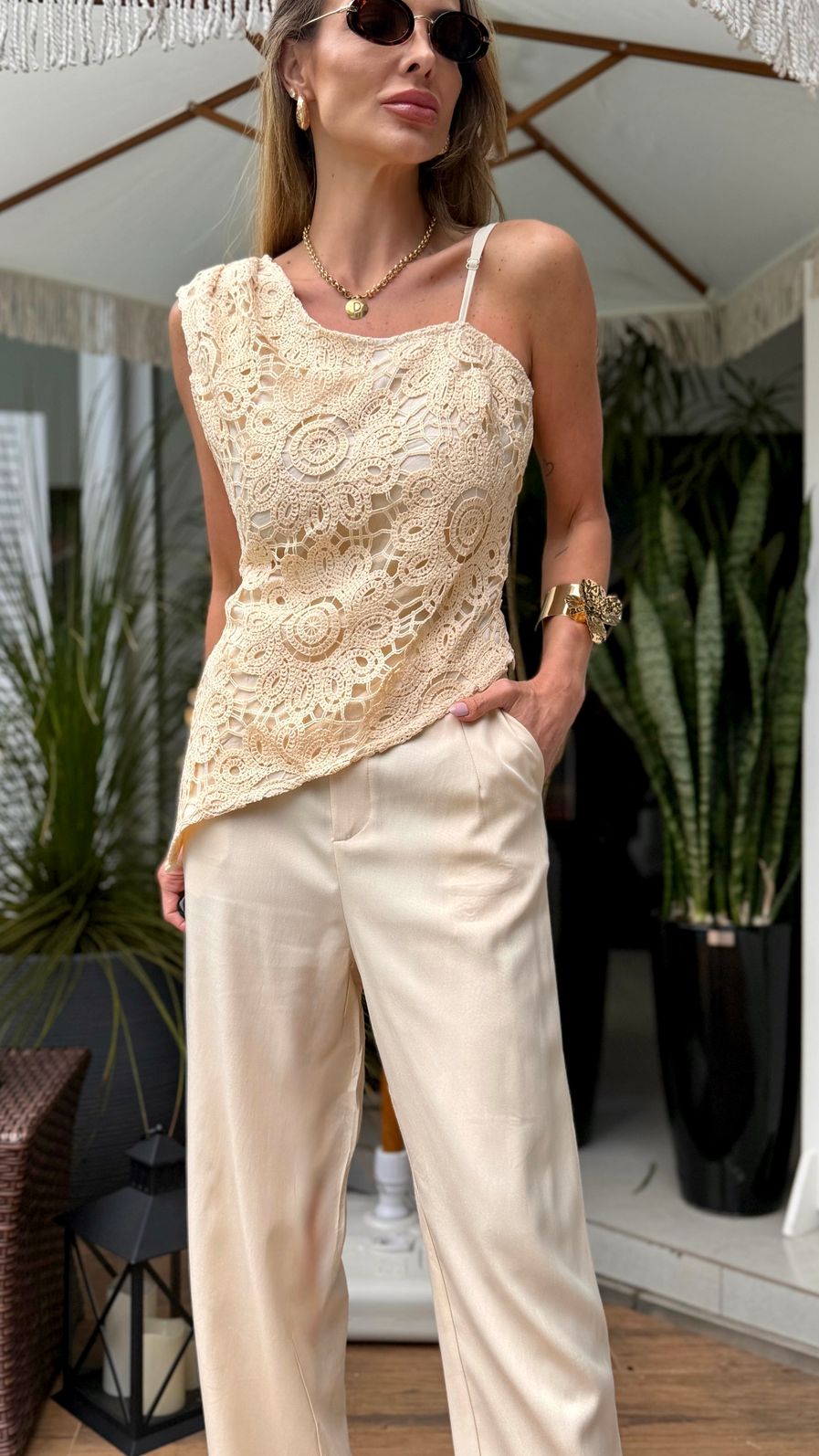 Conjunto Alfaiataria e Crochê Conjunto Alfaiataria e Crochê