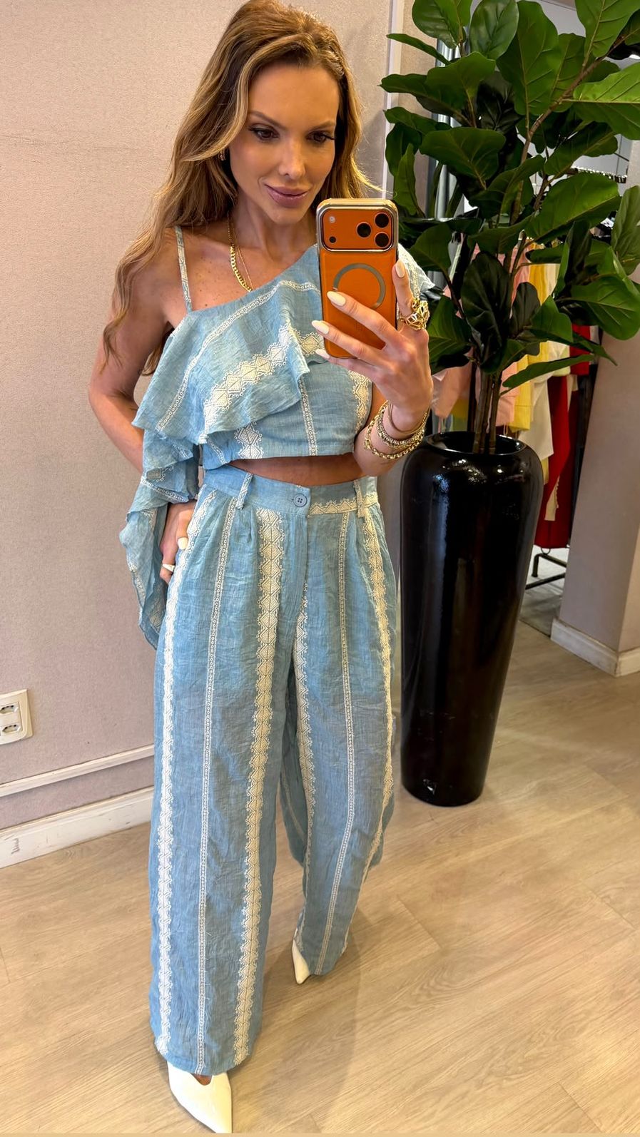 Conjunto Eliz Bordado cor Azul 