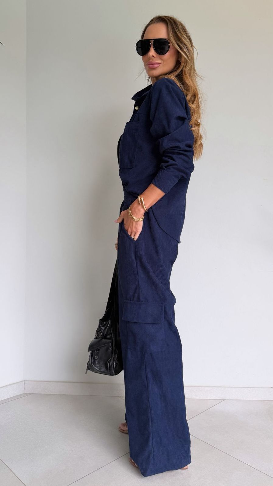 Conjunto em Cotelê Velluto na Cor Marinho