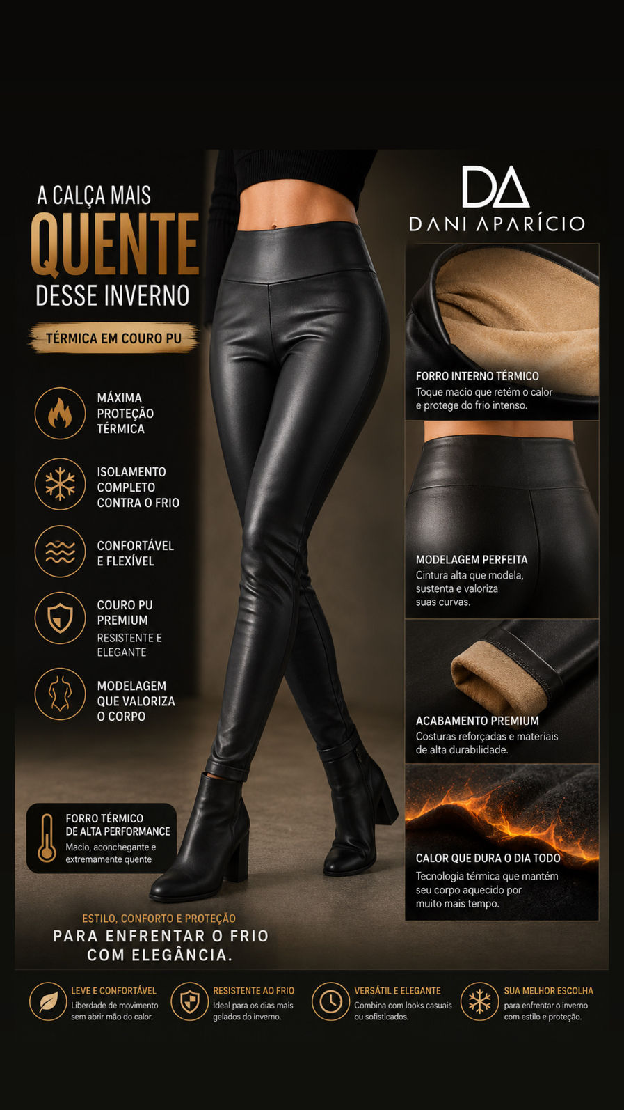 Calça Térmica forrada cor Preta