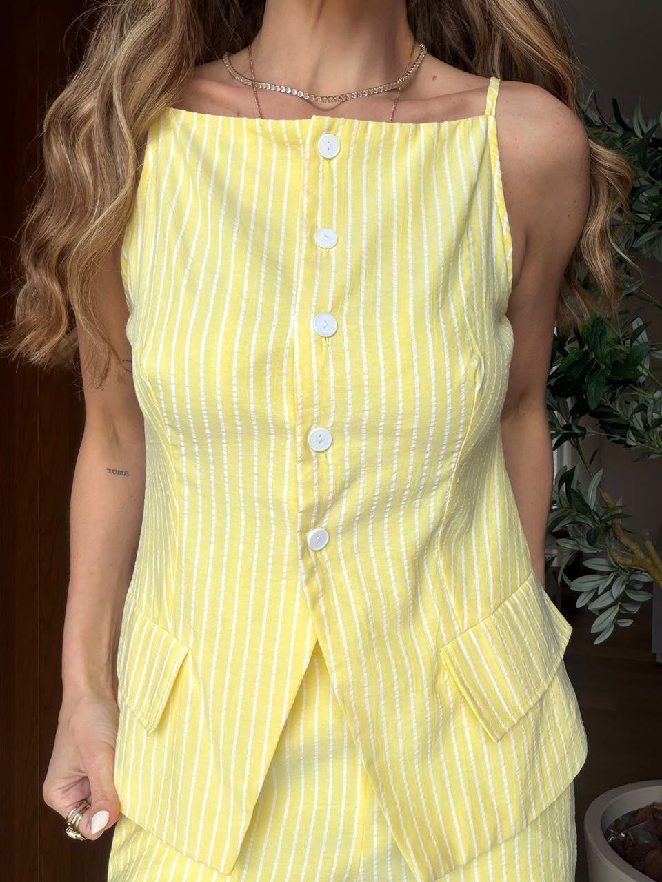 Conjunto Listras Martina cor Amarelo