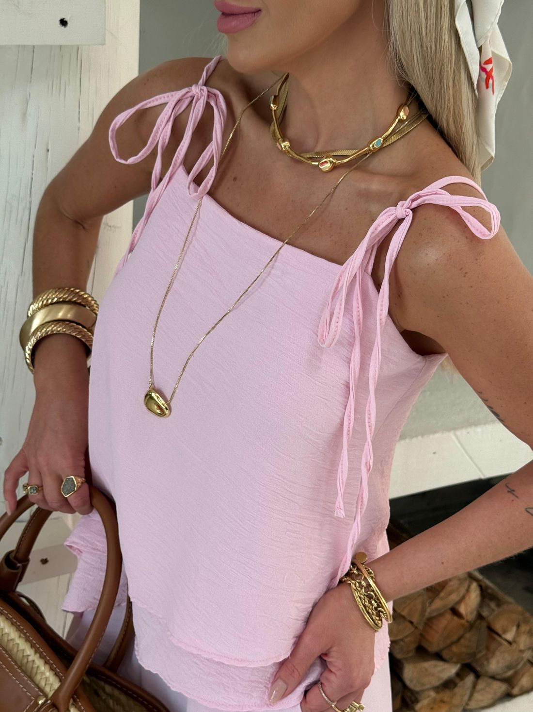 Blusa Alças Amarração Búzios Blusa Alças Amarração Búzios