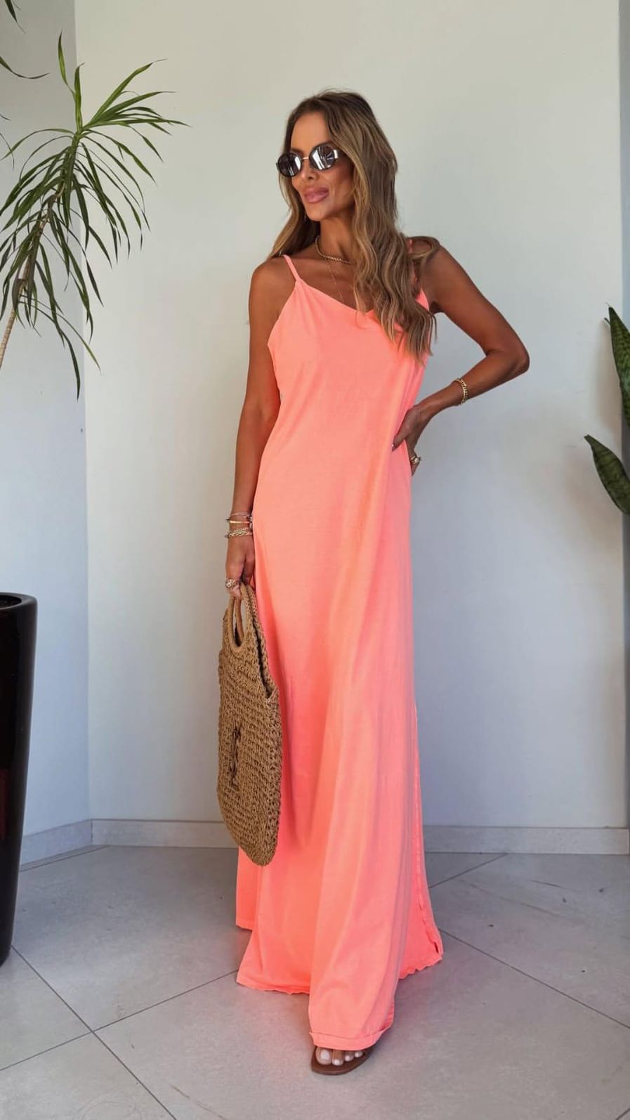 Vestido Longo Alças July Coral Vestido Longo Alças July Coral