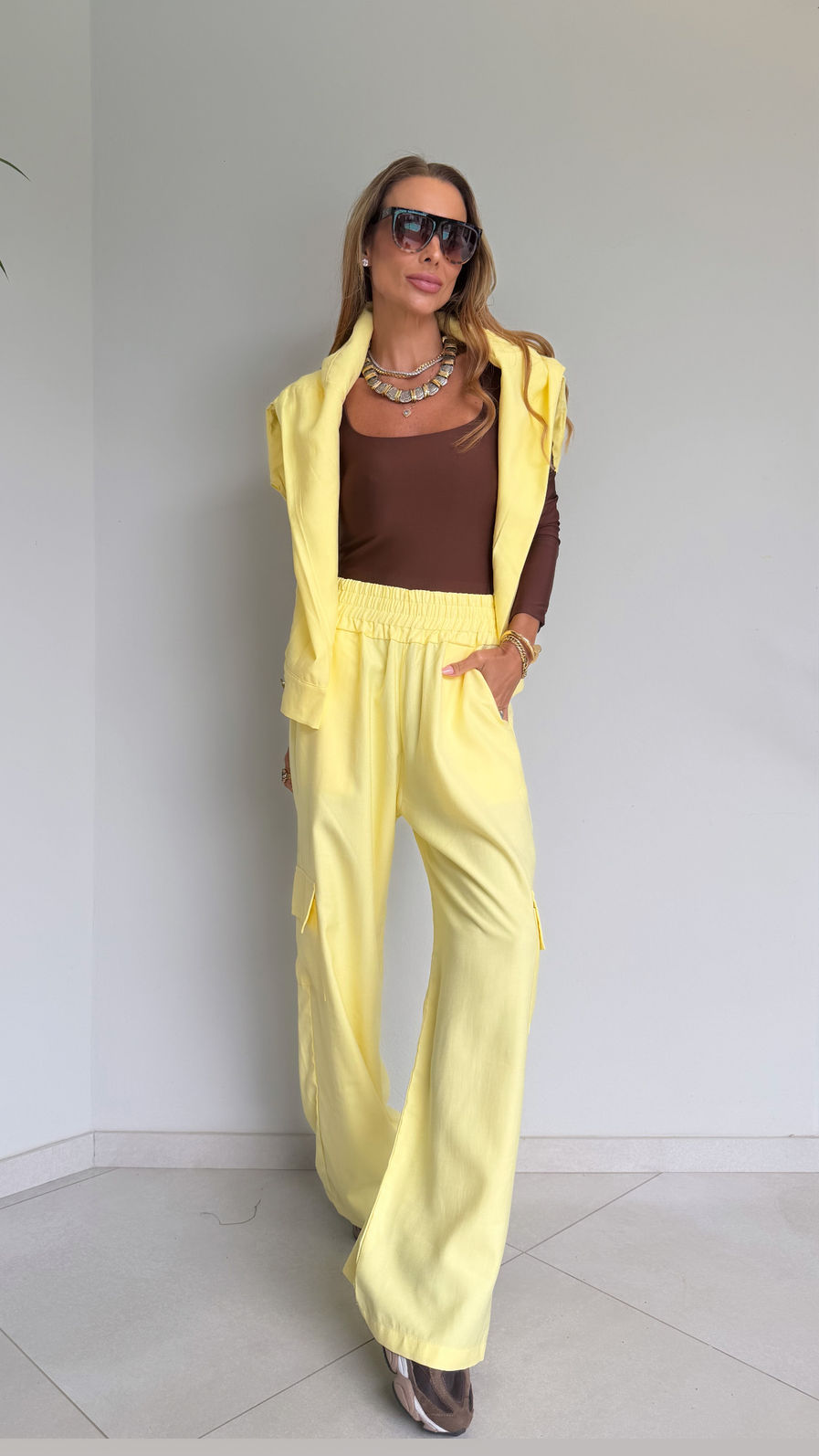 Conjunto Alfaiataria Marrant Royale na Cor Amarelo Conjunto Alfaiataria Marrant Royale na Cor Amarelo