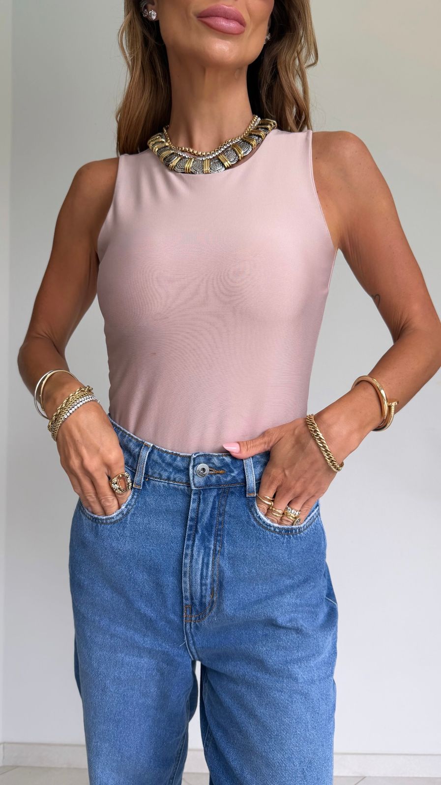 Body Regata em Suplex Premium cor Nude