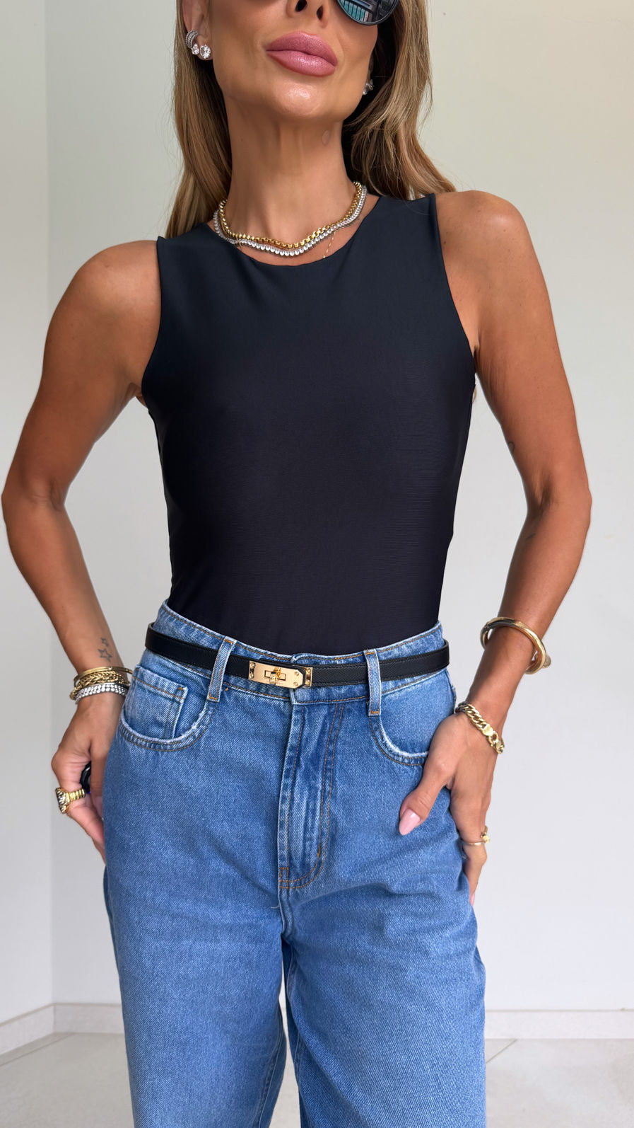 Body Regata em Suplex Premium cor Preta