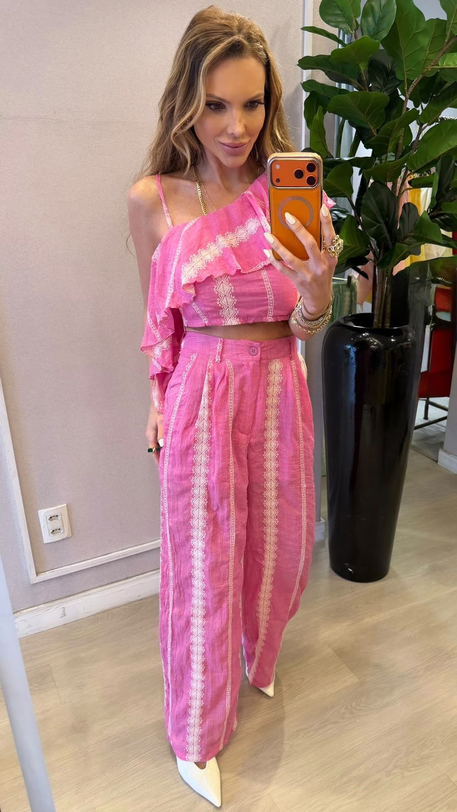 Conjunto Eliz Bordado cor Rosa