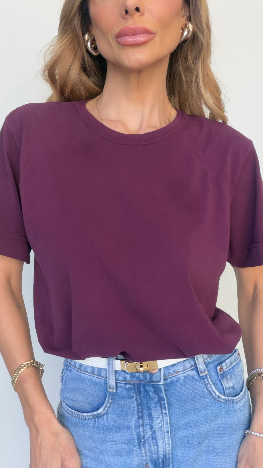 T-SHIRT SIGN ESSENTIAL ALGODÃO COR BURGUNDY