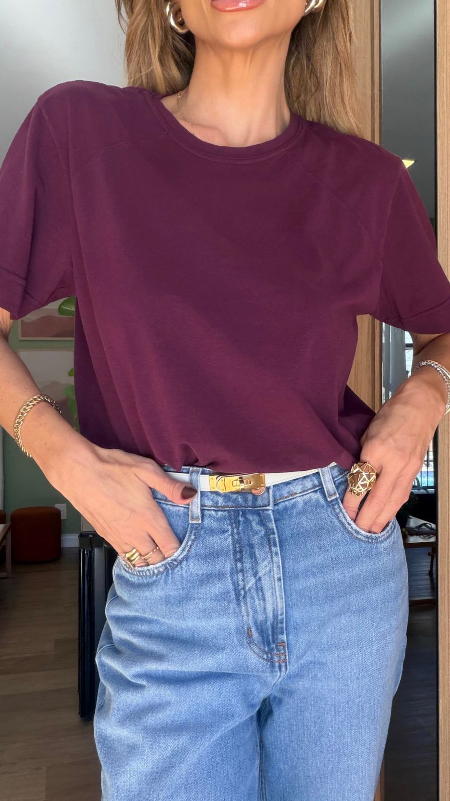 T-SHIRT SIGN ESSENTIAL ALGODÃO COR BURGUNDY