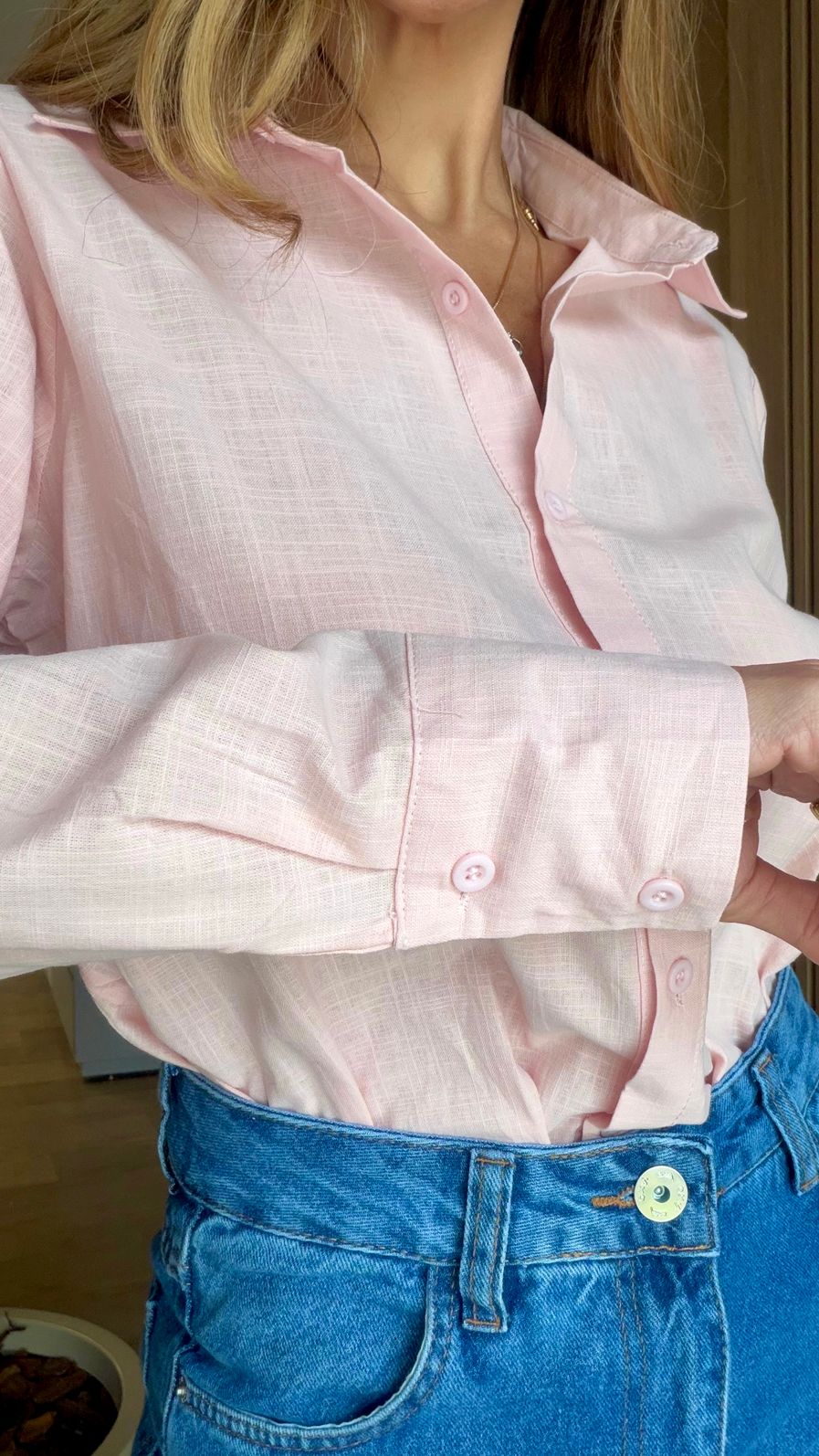 Camisa Linho Resort cor Rosa Claro Camisa Linho Resort cor Rosa Claro