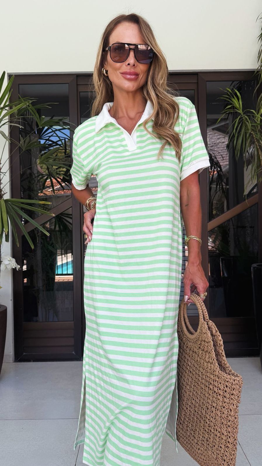 Vestido Manga Listrado 