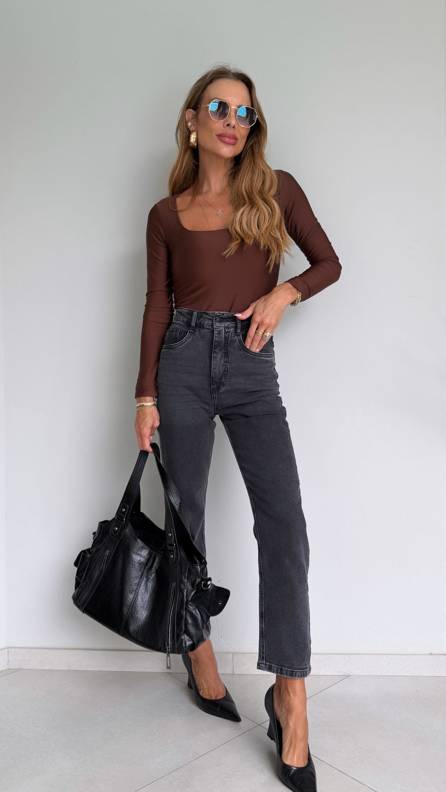 Calça Jeans Mom BLACK DA Essentials Denim com Elastano Calça Jeans Mom BLACK DA Essentials Denim com Elastano