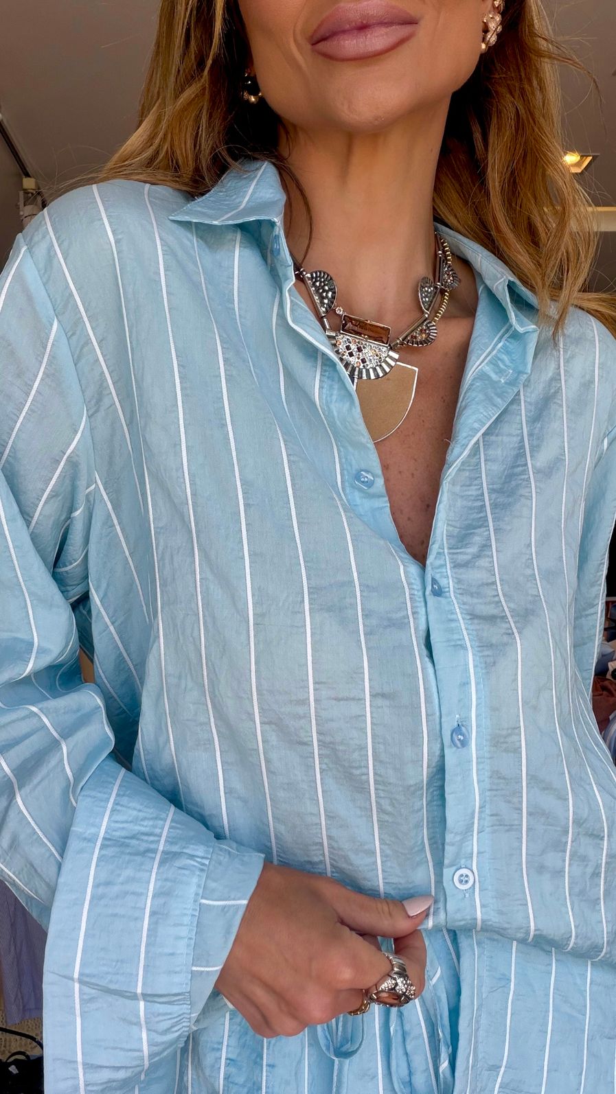Conjunto Listrado Paris cor Azul Conjunto Listrado Paris cor Azul