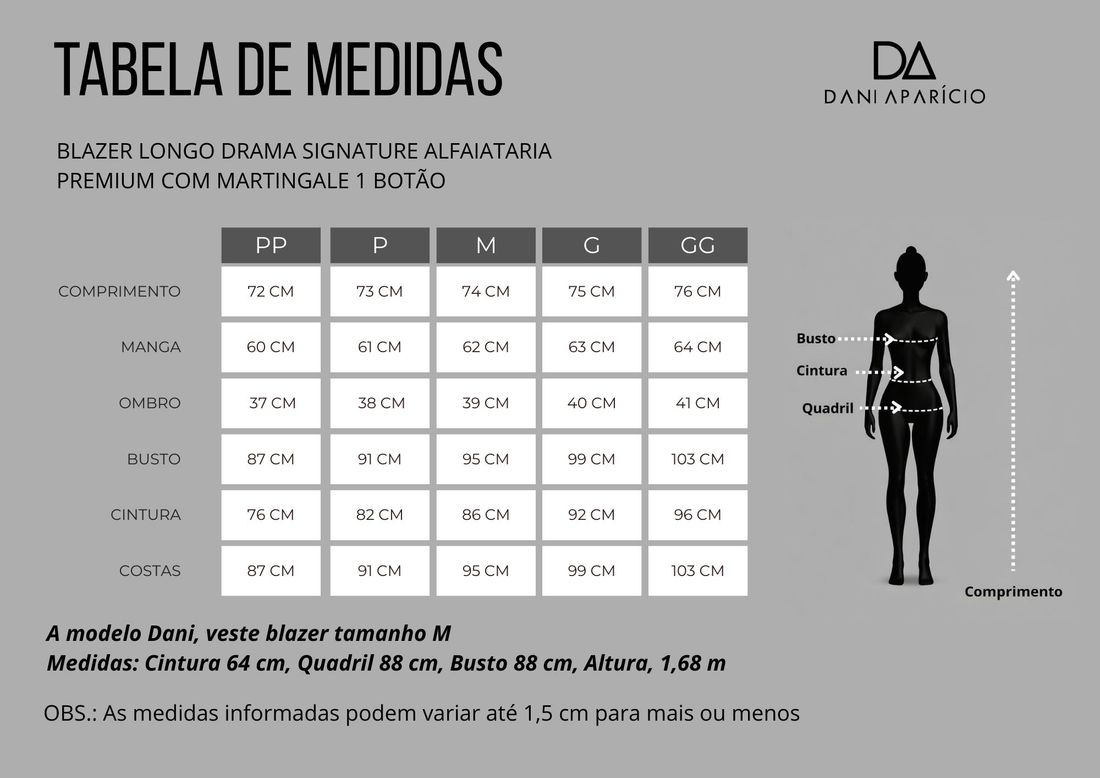 Blazer Longo Drama Signature Alfaiataria Premium com Martingale 1 botão cor Rosa Bebê