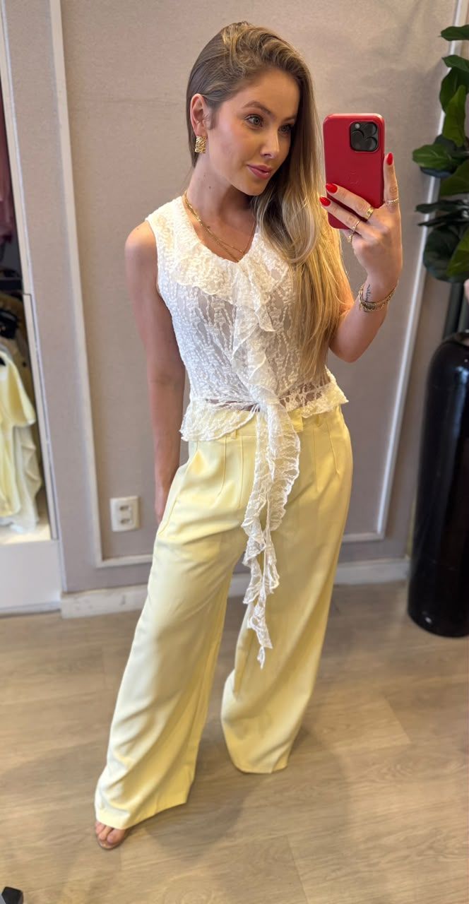 Calça Alfaiataria cor Amarela