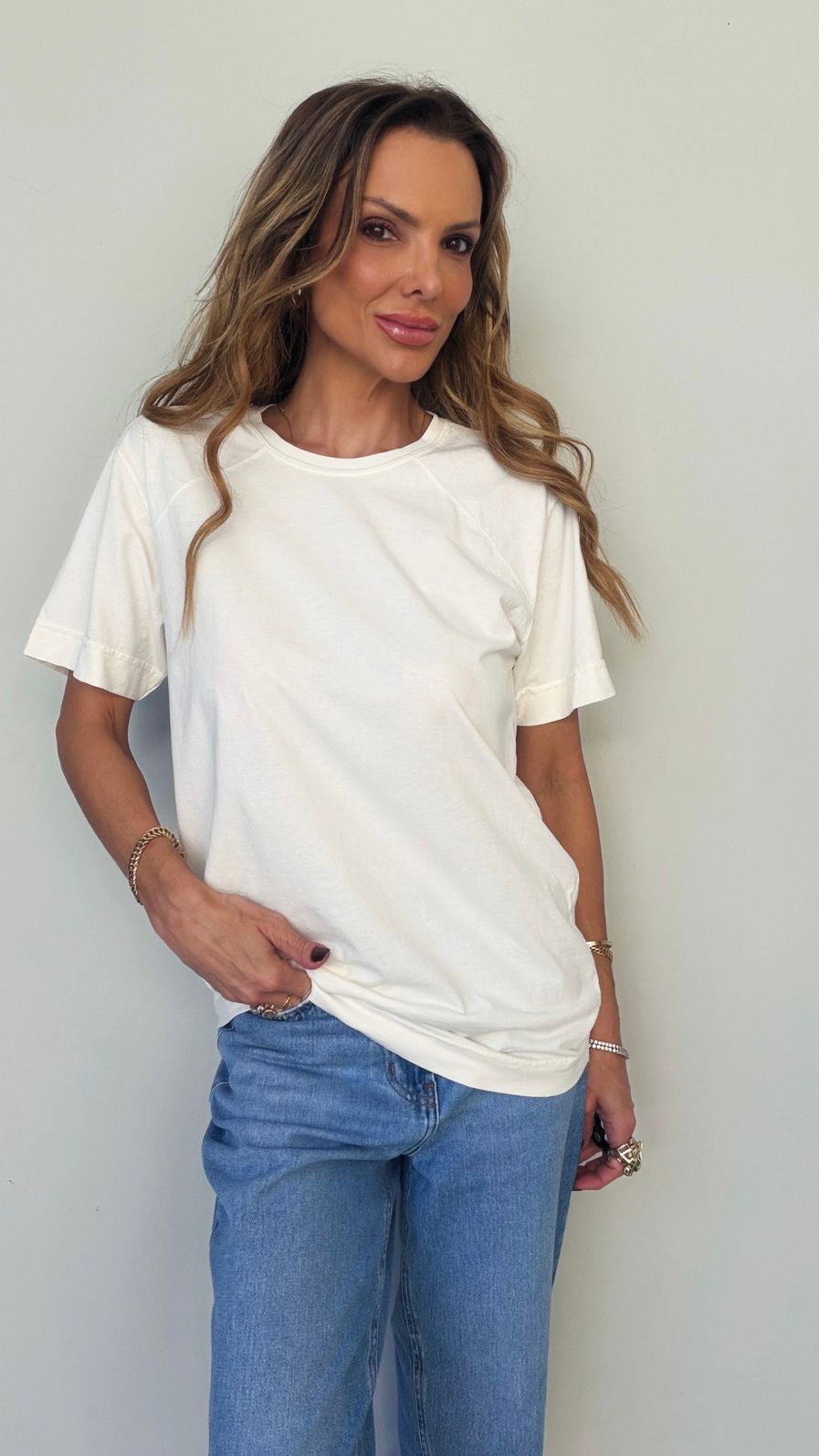 T-SHIRT SIGN ESSENTIAL ALGODÃO COR OFF/WHITE